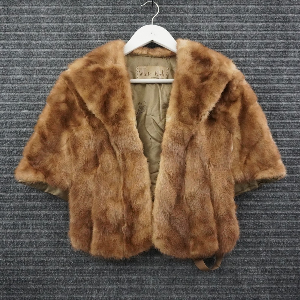Vintage White-Kirk Fur Capelet Womens OS Brown Shawl Collar Stole